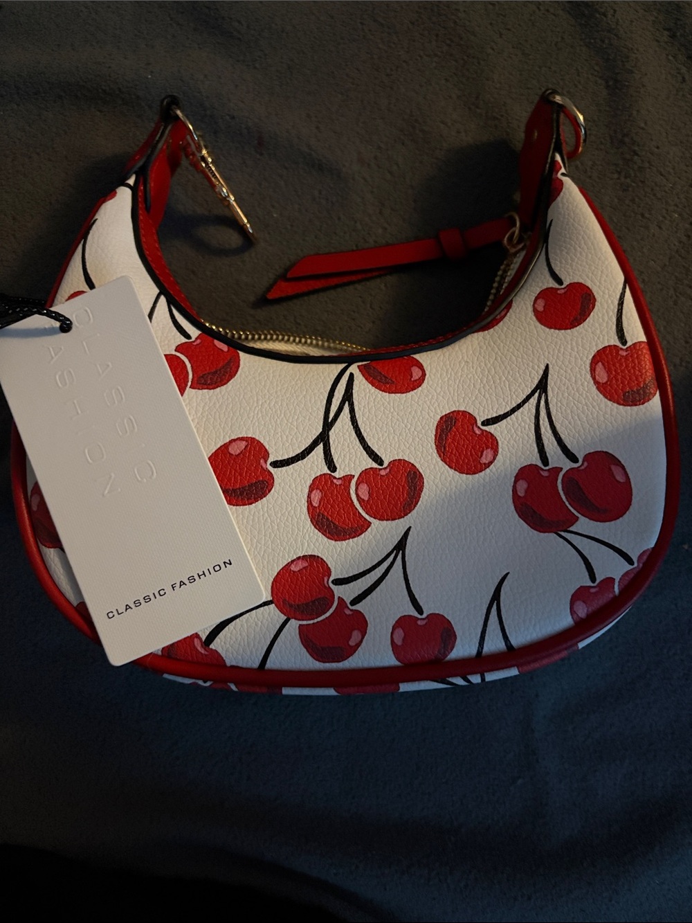 FASHION Cherry Print White and Red Cross Body / Shoulder Bag